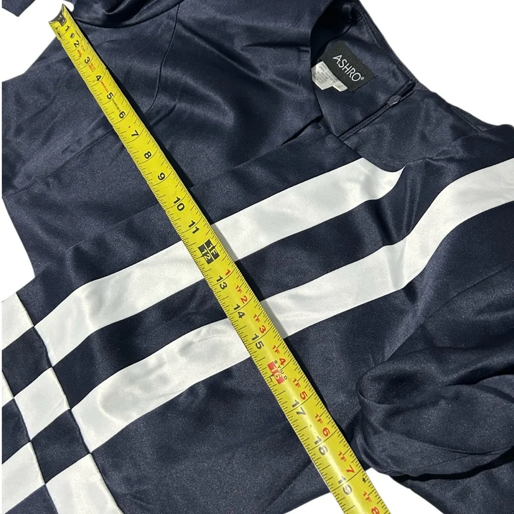 Ashro Jacket Dress Set Mother Of The Bride Formal Navy White Midi Wmns 6 NWOT - Picture 14 of 16